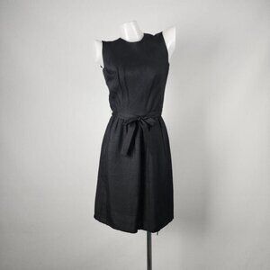 Vintage Bonwit Teller by Townley Black Belted Sleevless Dress Size XS